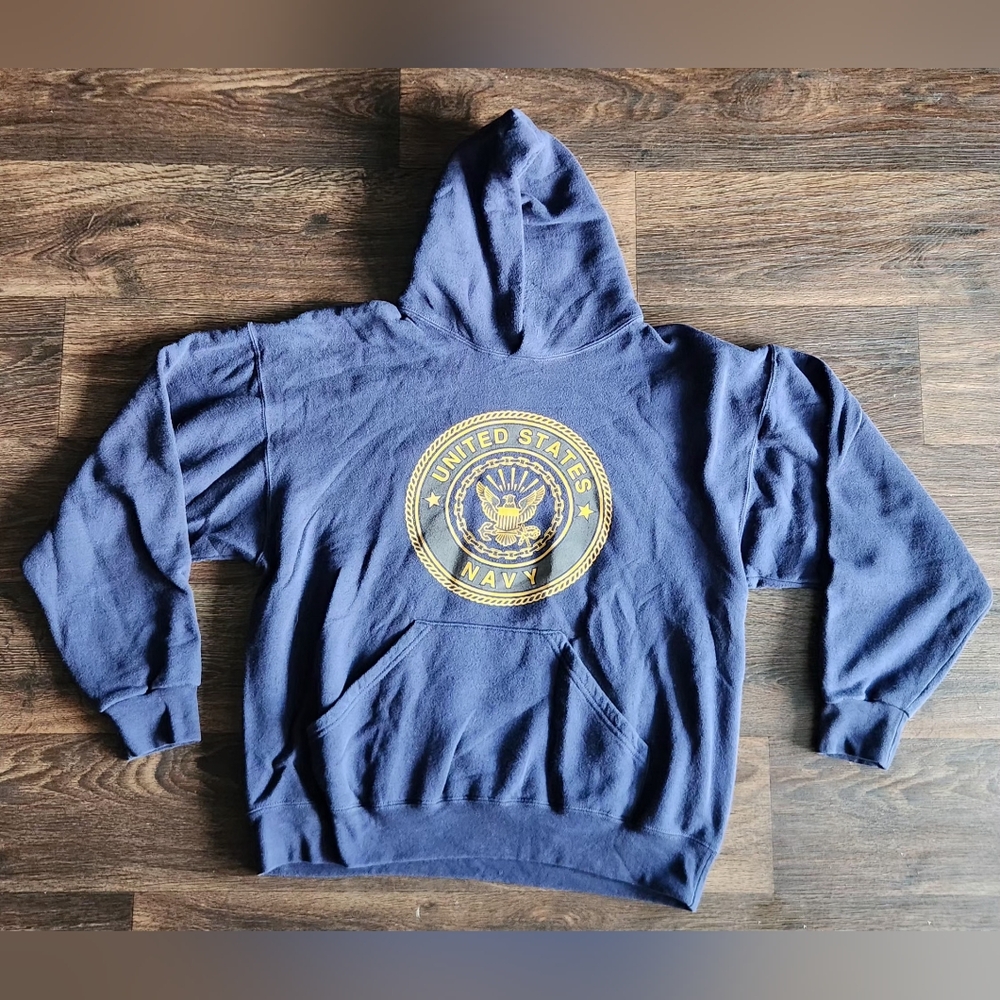 U.S. Navy Vintage 90s 00s Army Military Pullover Hoodie Men Size Large